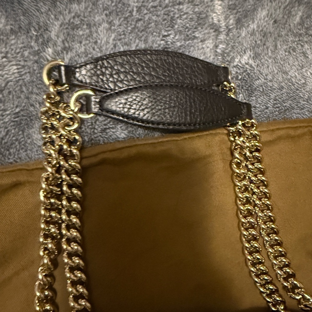 Gucci Black Soho Double Chain Bag - Leather Shoulder Bag with Gold Chain - Picture 16 of 17